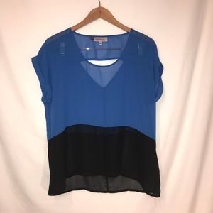 Jennifer Lopez - Sheer, Blue & Black Blouse -Large